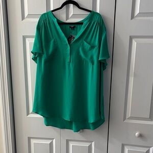 Torrid Harper Green Blouse with Button Detail